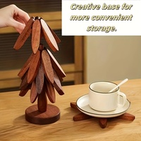 Sous-plats en bois personnalisés en forme d'arbre, sous-plats pour plats chauds, ensemble de dessous-de-plat en bois de hêtre et de noyer avec support