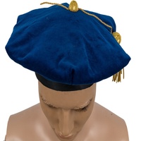 Birrete de Graduación Doctoral de Terciopelo Negro de 6 y 8 Lados