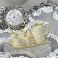 Ensemble théière et tasse en céramique avec plateau Ensemble de théière florale d'eau froide de six pièces pour la maison, les restaurants, les banquets d'hôtel et les cadeaux