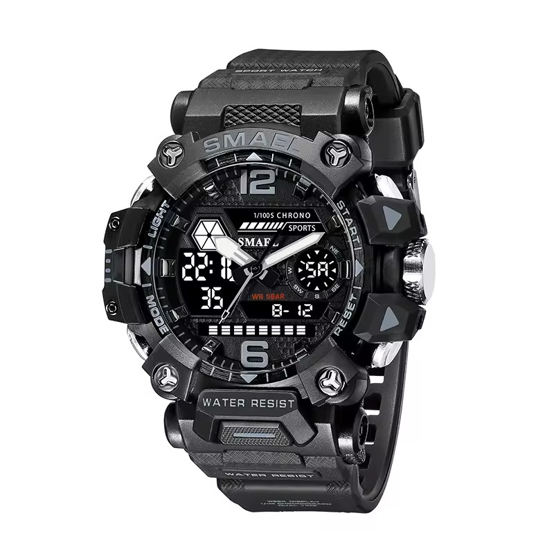 Smael 8072 Nuovo Orologio da Uomo con Display Digitale-Analogico, Elegante Multifunzione, Impermeabile 3ATM, Orologio Sportivo