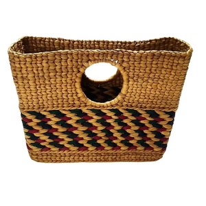 Bolso tote bohemio de paja con diseño de paneles coloridos, parte superior abierta, para compras, para todas las estaciones, bolso de mano para mujer - Product Image 2
