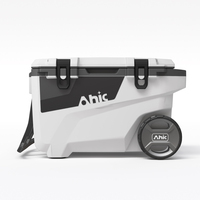 Glacière portable OEM 55QT moderne à injection, double compartiment avec roues et poignée télescopique pour pique-nique et camping