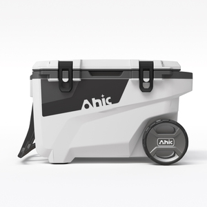 Glacière portable OEM 55QT moderne à injection, <span class=keywords><strong>double</strong></span> compartiment avec roues et poignée télescopique pour pique-nique et camping - Product Image 4