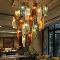Lustre en verre artistique personnalisé de style Murano, luminaire suspendu pour hall d'hôtel, villa, salon, restaurant, bar, projet de décoration