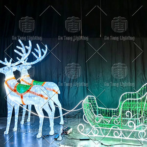 3D Christmas Reindeer Sleigh Motif <b>Lights</b> for Outdoor Landscape - Product Image 2