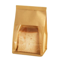 Sacs à pain en papier kraft imprimés sur mesure avec fenêtre transparente et fermeture éclair, sacs d'emballage alimentaire de qualité alimentaire pour pain de mie, pain grillé, baguette