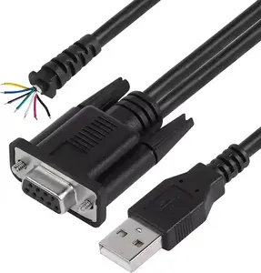 Pabrik OEM FTDI USB AM to DB9 kabel seri adaptor kawat telanjang & wanita