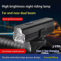 Lampe de guidon en aluminium étanche 1500 Lumen 5000MAH USB-C rechargeable pour vélo Lampe avant à LED pour vélo MTB Highlight