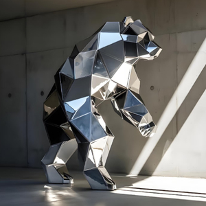 Sáng tạo thép không gỉ động vật điêu khắc đá độc đáo chạm khắc cho trang trí cảnh quan có tính năng ngựa voi Gấu - Product Image 2