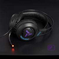 Casque de jeu filaire circum-auriculaire avec haut-parleur dynamique, réduction active du bruit, design exclusif, amplification des basses, contrôle tactile, lumineux, AAC