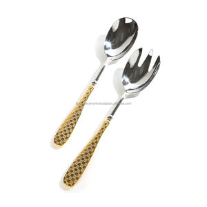 Service à gâteaux en acier inoxydable plaqué or et ensemble de couteaux avec poignée Unique faite à la main, ensemble d'outils à gâteaux Royal bon marché pour la fête - Product Image 5