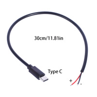 Cable de Carga USB C 5V 3A 15W 22AWG Macho Hembra Tipo C 2 Núcleos de Cable Desnudo con Extremos Abiertos para Instalación DIY Conector USB C para Teléfono y Tablet