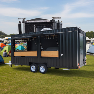 รถบรรทุกเคลื่อนที่พร้อมครัวครบชุด ตู้ขายกาแฟ และรถเข็นขายอาหารจานด่วนสำหรับขายฮอทดอก ไอศกรีม และสินค้าจากโรงกลั่นไวน์ รถพ่วงแบบมีหลังคา - Product Image 1
