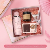 Coffrets cadeaux pour la fête des mères, la Saint-Valentin, les anniversaires, avec logo personnalisé, mini ventilateur en coton et cuir PU, parapluie, bouteille d'eau, serviette, boîte cadeau pour femmes