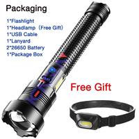 Lampe torche puissante rechargeable à LED Xhp360 exclusive, 15000 lumens, lampe torche à main Xhp70, lampe torche à LED