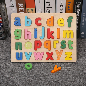 Offres spéciales en bois Alphabet numéro Puzzle bébé Puzzles cognitifs 3D main saisir Puzzle jouets en gros - Product Image 4