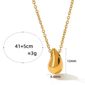 Wholesale Custom 18K Gold Plated Stainless Steel Waterdrop Pendant Necklaces