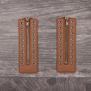 Cache-langue <span class=keywords><strong>de</strong></span> botte zippé en cuir PU vintage à 8 trous, inserts <span class=keywords><strong>de</strong></span> <span class=keywords><strong>fermeture</strong></span> éclair élégants pour bottes à lacets, accessoire <span class=keywords><strong>de</strong></span> chaussure résistant à l'usure - Product Image 3