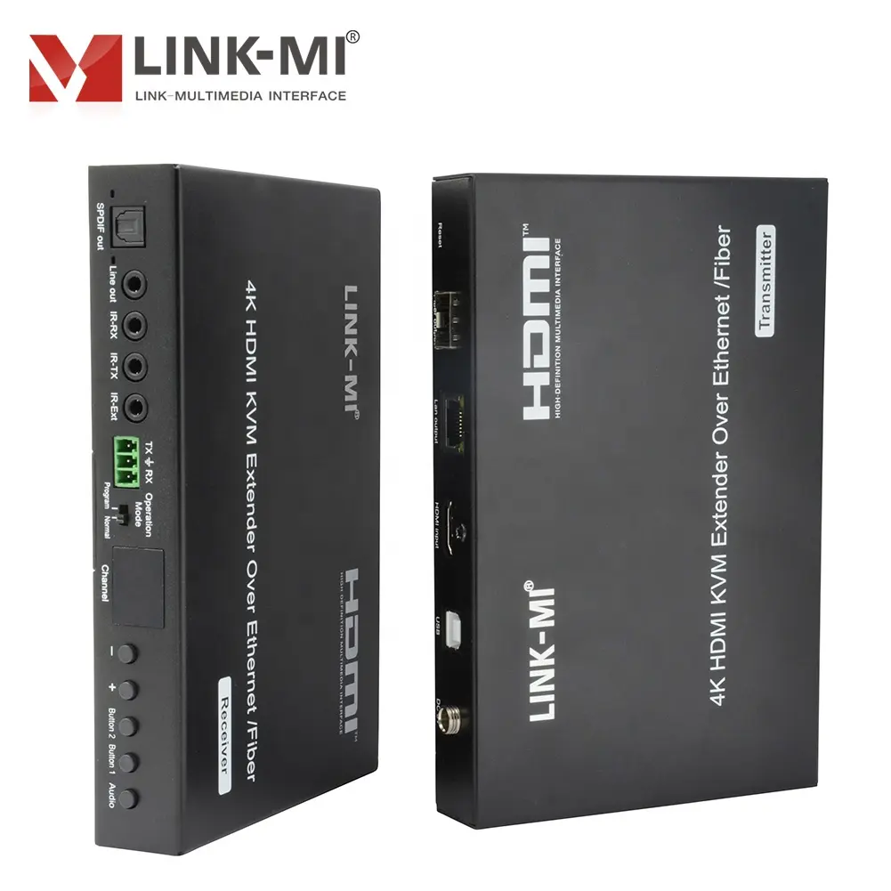 4K HDMI + USB KVM Extender מעל IP/סיבי 120m HDCP 2.2 USB 2.0 אחד כדי רבים רבים רבים IR מרחוק/כפתור שליטה Unicast Multicast