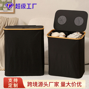Clothing Organizer Storage <b>Basket</b> Rectangle Canvas Durable Laundry <b>Basket</b> For Bathroom Bedroom Use - Product Image 5