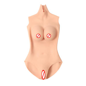 Combinaison intégrale de travesti femme avec poitrine en silicone réaliste, formes mammaires artificielles, design gainant - Product Image 2