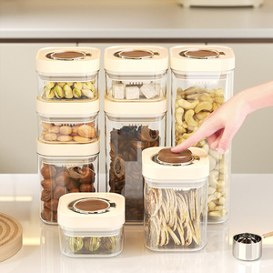 Airtight Press Type Storage Jar Food Grade Cylinder Lid Plastic Snack Grain Flour Container Household Kitchen Use - Product Image 1