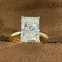 Bague de fiançailles solitaire personnalisée en or 9K 10K 14K 18K ou platine PT950 avec diamant de laboratoire taille radiant 3 carats VVS2 et tige torsadée à 4 griffes