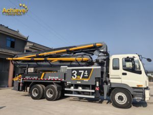 Pompe à béton d'occasion Achieve Junjin 37M, portée horizontale 32M, <span class=keywords><strong>tuyau</strong></span> de pompe à béton, best-seller, Jxr37-4.16Hp, <span class=keywords><strong>camion</strong></span> pompe à béton - Product Image 2