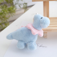 Porte-clés dinosaure en peluche mignon Brontosaurus avec collier fleuri et bavoir tournesol, couleur Morandi, mini breloque de sac en peluche, vente en gros