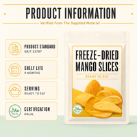 Tranches de mangue lyophilisées 18g Sachet Snack croustillant non frit Pour la vente au détail, OEM, ODM, Marque privée, Grossiste