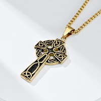 Collier pendentif en acier inoxydable plaqué or 18 carats, style vintage nordique viking, croix celtique, bijoux OAHLAN pour homme, cadeaux
