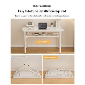 Scrivania Pieghevole in Legno Massello per Camera da Letto e Ufficio Domestico, <span class=keywords><strong>Tavolo</strong></span> <span class=keywords><strong>Rettangolare</strong></span> Semplice per Studio, Casa in Affitto, Piccolo Appartamento - Product Image 2