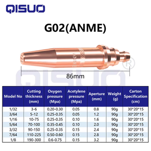 ANME-G02 acetylene & PNME-G03 Propane cắt vòi phun, đầy đủ Đồng Mẹo (1/32, 3/64, 1/16, 1/8) - Product Image 3