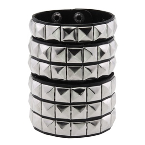 Fashion Leather <strong>Bracelet</strong> Punk Street Shot Nightclub Square Rivet Bangle <strong>Couple</strong> Leather <strong>Bracelet</strong> - Product Image 6