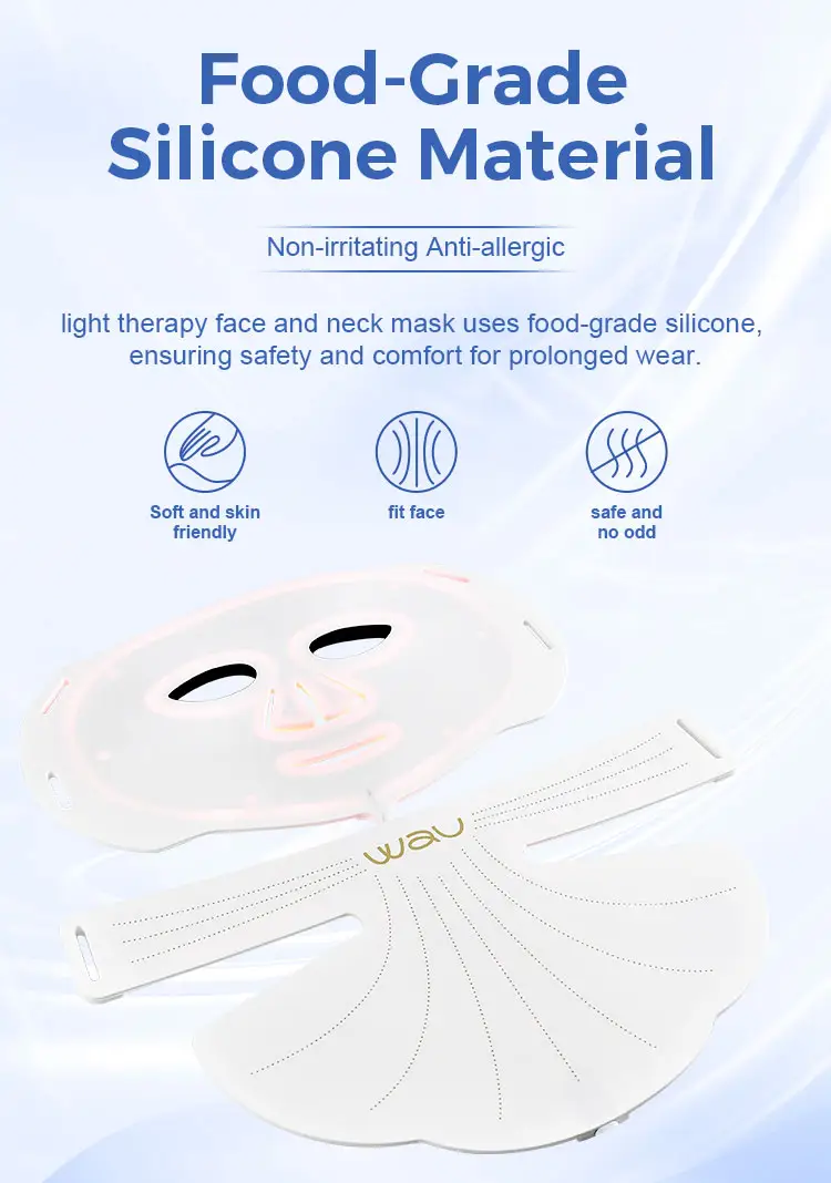 フレキシブルシリコン赤外線レッドライトセラピーマスク顔と首4色ライトプロフェッショナルLEDライトセラピーフェイシャルマスク
