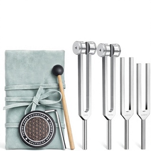 Diapasons de méditation en métal lestés/non lestés 128Hz 136.1Hz 432Hz 528Hz, outils de sonothérapie, ensemble de guérison, modèle LRTF, boîte - Product Image 1