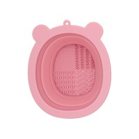 Brosse de nettoyage pliable en silicone Purple Bear à poils doux pour pinceaux de maquillage et vaisselle