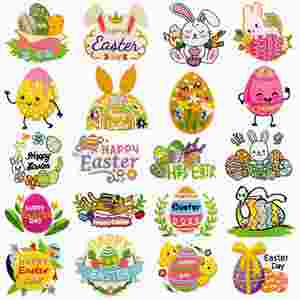 Patch brodé thermocollant écologique motif lapin de Pâques de dessin animé pour accessoires vestimentaires - Product Image 1