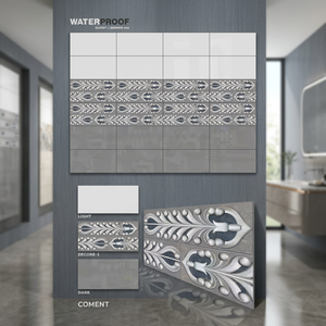Carreaux muraux en céramique de luxe Foshan 300x600mm 12x24 en porcelaine émaillée, finition miroir bleu Méduse, pour hôtel, salle de bain, hall, extérieur - Product Image 4