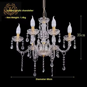 Acrylic <b>Crystal</b> <b>Chandelier</b> 6 Head Round LED <b>Light</b> Source Wedding Stage Decoration Props - Product Image 5