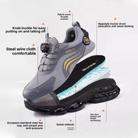 Nouvelles Chaussures de Sécurité pour Hommes à Bout Rotatif, Respirantes, Légères, Anti-écrasement, Anti-perforation, avec Embout en Acier, Bottes de Travail – Vente en Gros