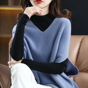<span class=keywords><strong>Chaleco</strong></span> de Punto para <span class=keywords><strong>Mujer</strong></span>, Estilo Occidental, Holgado, Nuevo, para Principios de Otoño, Mangas de Murciélago, Cuello en V, Hombro Descubierto, Prenda Exterior Sólida, <span class=keywords><strong>Chaleco</strong></span> Tipo Pullover - Product Image 1