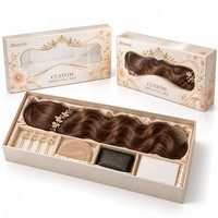 Boîte d'emballage personnalisée pour perruques de mariée avec logo, pour marques de beauté américaines, boîte rigide en deux parties avec couvercle et base, avec fenêtre transparente en PVC