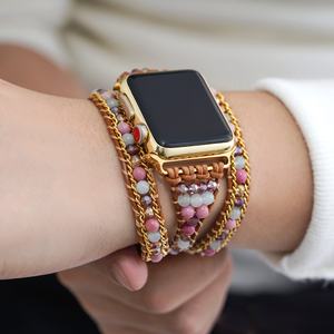 Boho Chic Simple Populaire <span class=keywords><strong>Apple</strong></span> e Montre <span class=keywords><strong>Bracelet</strong></span> Accessoires Pierre Naturelle <span class=keywords><strong>Tressé</strong></span> <span class=keywords><strong>Bracelet</strong></span> Enveloppé Bijoux <span class=keywords><strong>Bracelet</strong></span> - Product Image 1