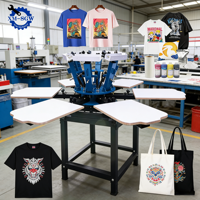 Kit de Máquina de Serigrafía Manual SGW de 6 Colores y 6 Estaciones Tipo Carrusel para Impresión de Camisetas, Bolsas y Textiles en Fábricas