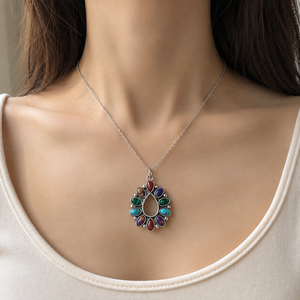 Collana con Ciondolo a Goccia in Stile Bohémien, Design Colorato per Donne - Product Image 3