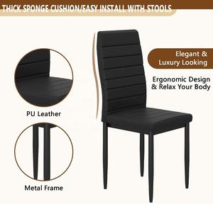 ชุดโต๊ะและเก้าอี้หนัง5ชิ้นลายหินอ่อนคลาสสิกสำหรับคาเฟ่ห้องครัวชุดโต๊ะอาหารสุดหรูเก้าอี้4ตัว - Product Image 5