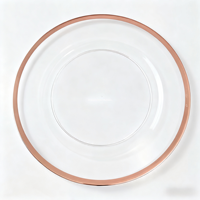 Assiettes de présentation en acrylique transparent de 13 pouces avec bord doré, multicolores, pour la décoration de tables de mariage et de fêtes (vente en gros)
