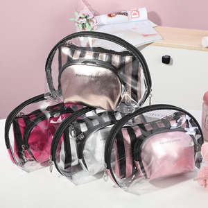 Professionnel imprimé clair Transparent <span class=keywords><strong>Pvc</strong></span> 3 pièces ensemble de sacs cosmétiques ensembles d'emballages cosmétiques de luxe sacs d'emballage cosmétiques - Product Image 1
