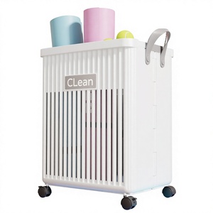 Set di Cesti Portabiancheria Pieghevoli in Plastica con Ruote, Tipo Verticale, Ecologico e Durevole, per Bagno - Product Image 1